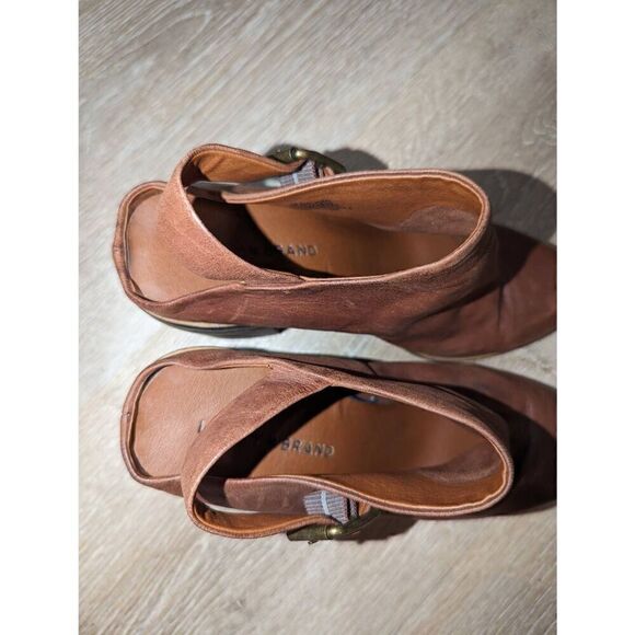 Lucky Brand Machiko Booties Womens 8.5 Brown Leather Distressed Stacked Heeled M - Picture 3 of 13